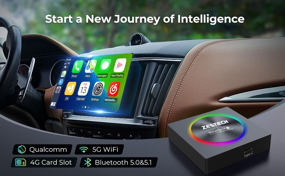 ZESTECH Android 15 Smart Box AI Box 12G 256GB 6350 Wireless Carplay Android Auto Adapter Car Play Dongle