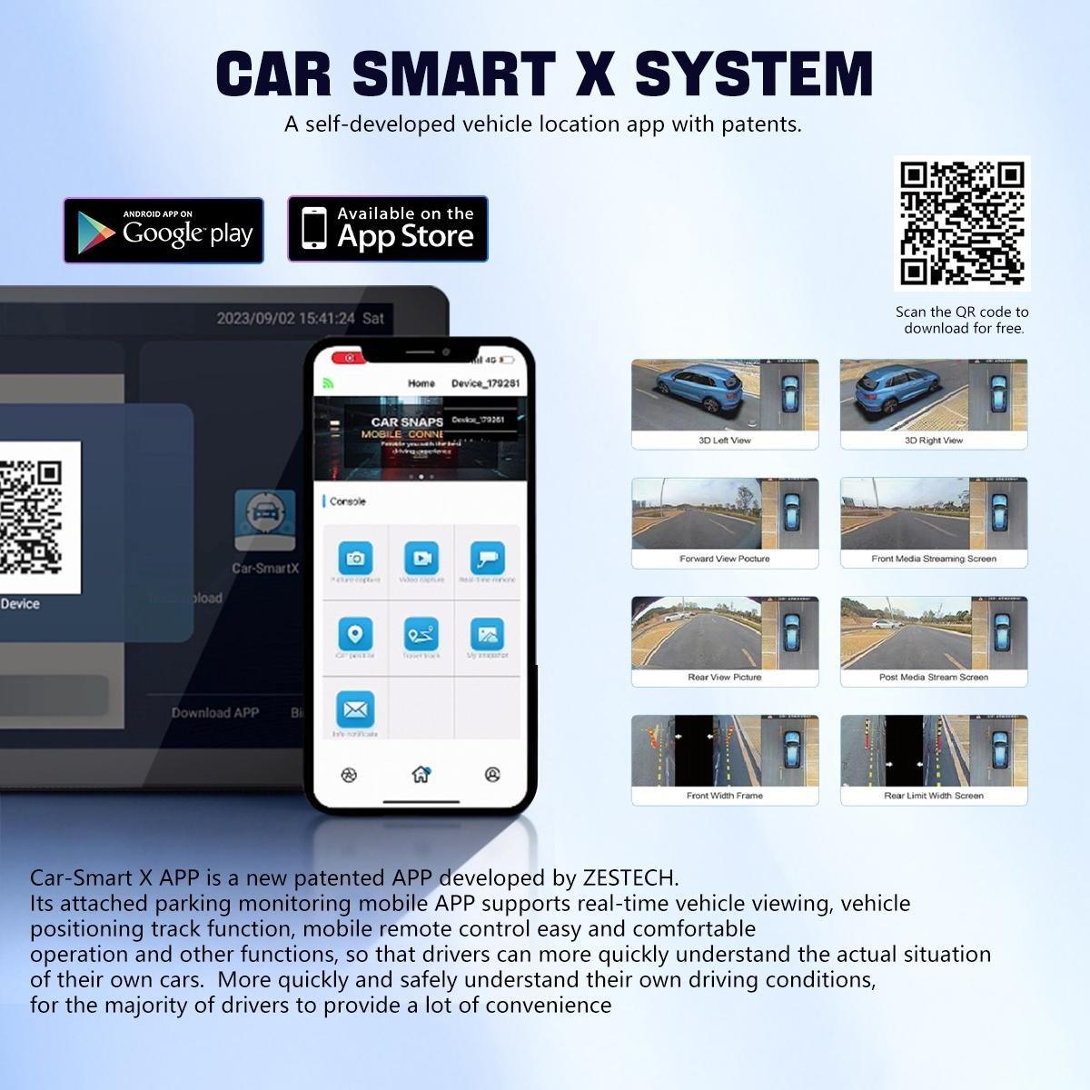 Car-Smart X app with 3D surround views