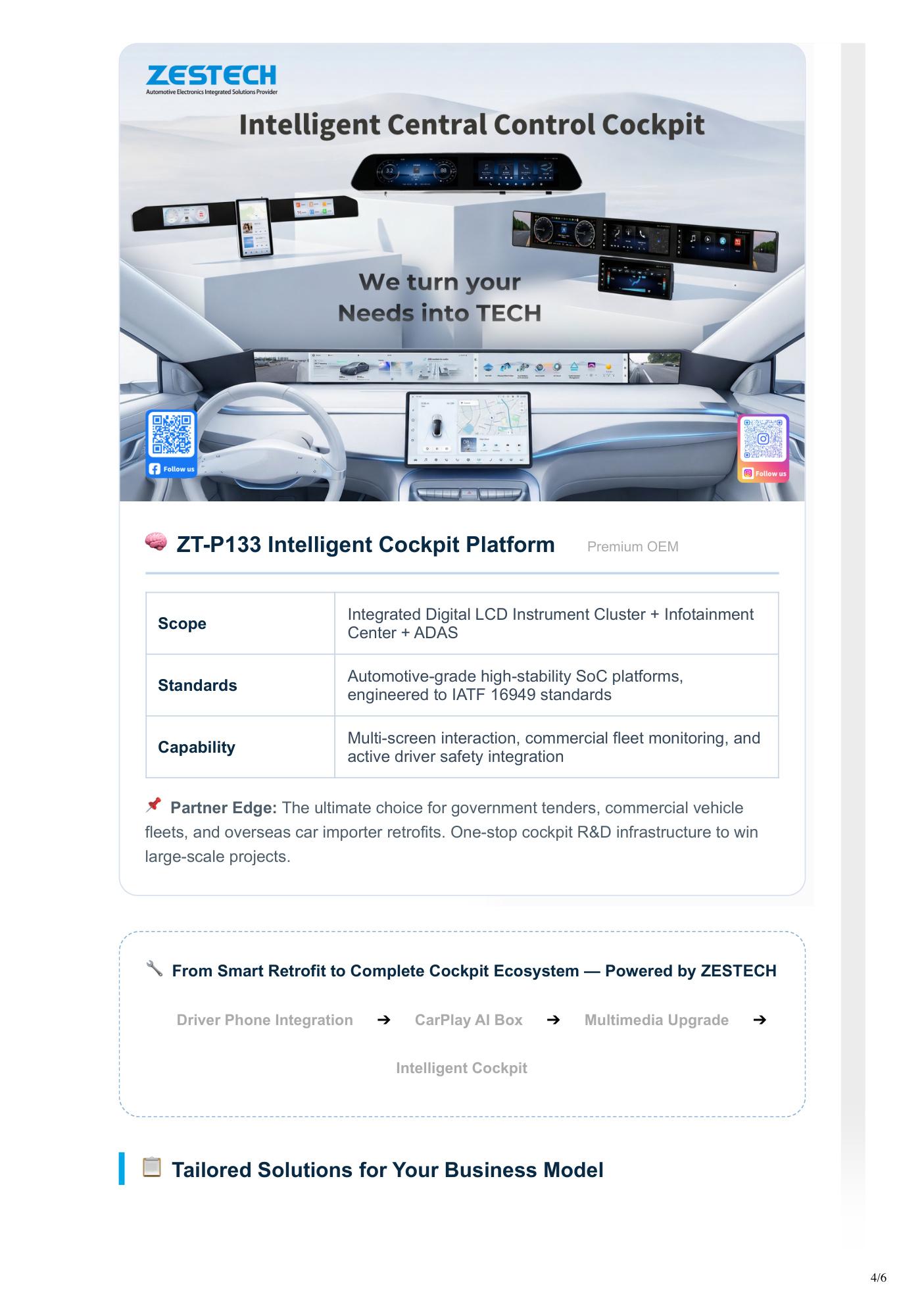 ZT-P133 Intelligent Cockpit Platform — tailored solutions for OEM buyers