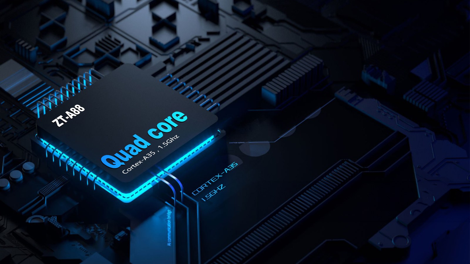 Rockchip RK3326 quad-core processor inside the ZT-A88 head unit