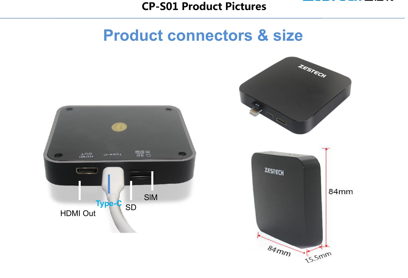 CP-S01 connectors and dimensions