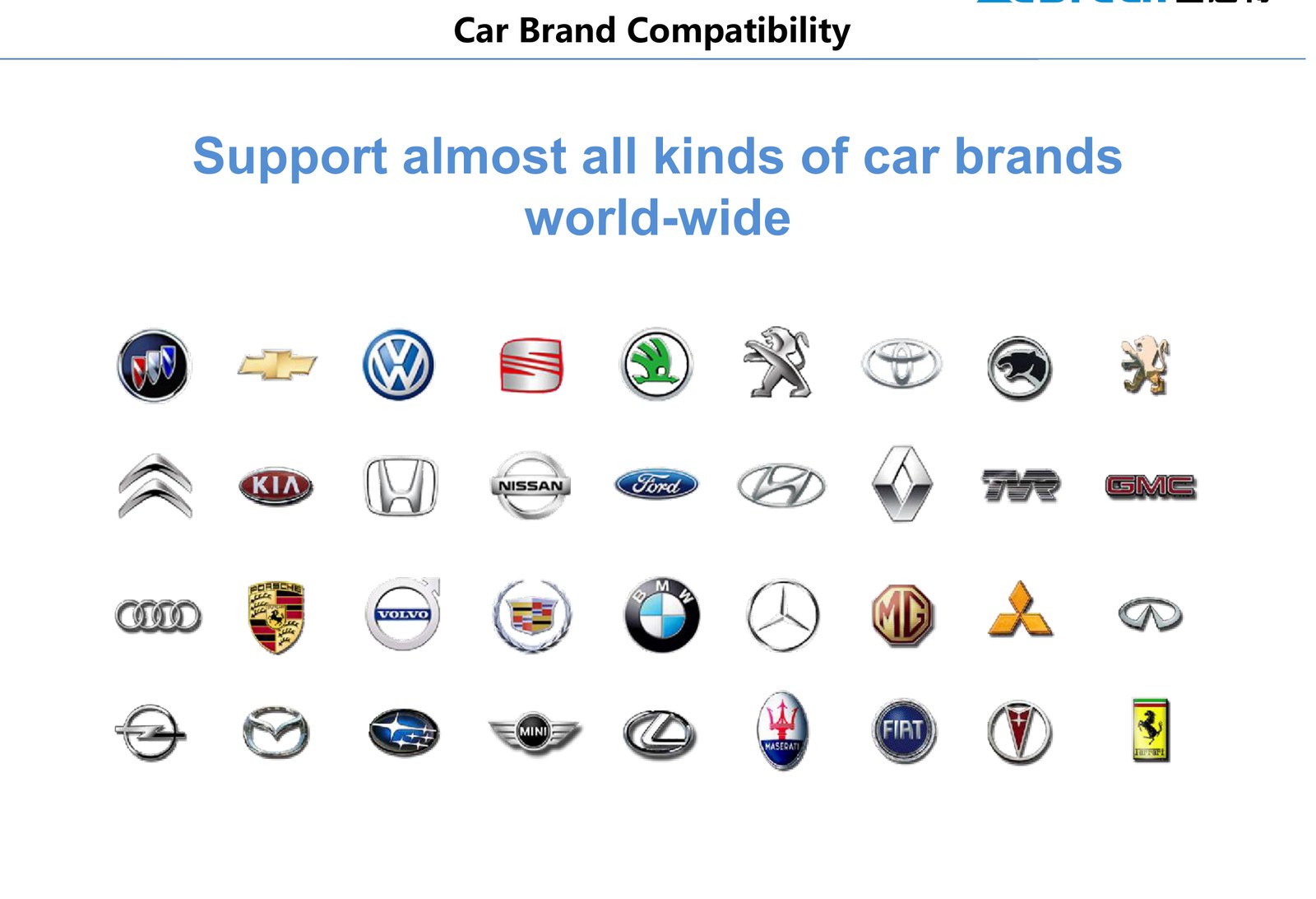 Wide car brand compatibility