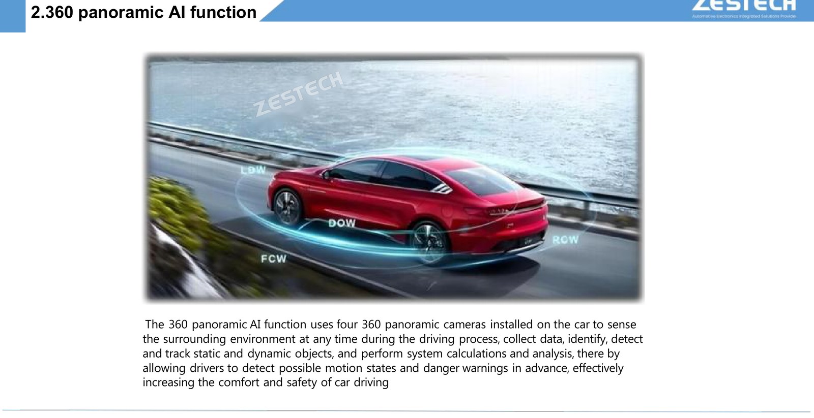 ZESTECH 360 degree panoramic AI view on a car head unit